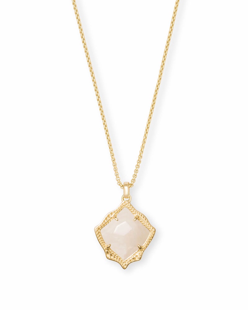 Kacey Gold Long Pendant Necklace in White Pearl | Kendra Scott