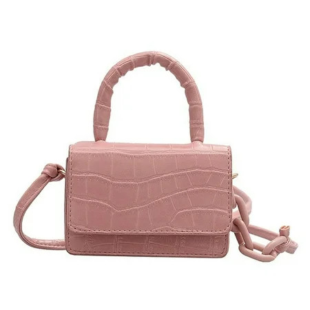 ZXSH Women Mini Alligator PU Shoulder Bag Acrylic Chain Crossbody Totes (Pink) | Walmart (US)