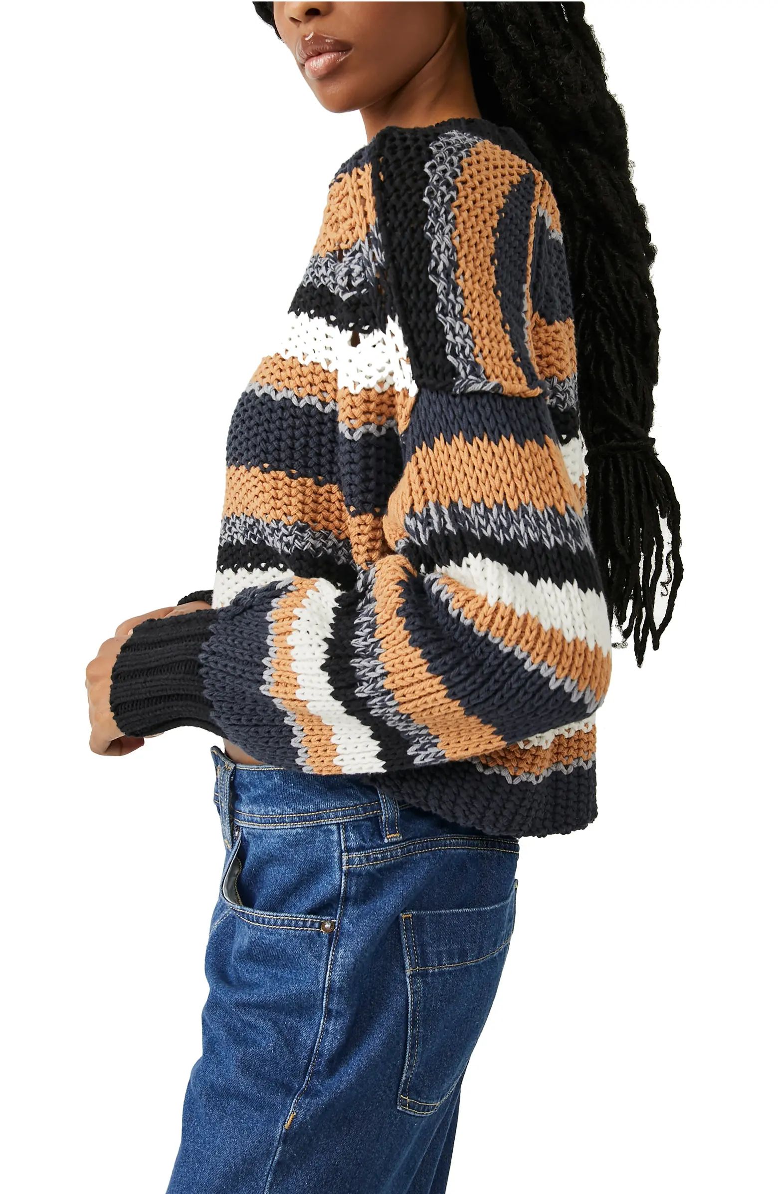 Free People Devon Stripe Crop Sweater | Nordstrom | Nordstrom