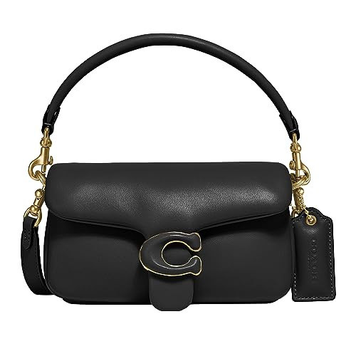 COACH Leather Covered C Closure Pillow Tabby Shoulder Bag 18, Black, One Size | Amazon (US)