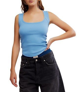 Free People Hummingbird Square Neck Sleeveless Tank Top | Dillard's | Dillard's