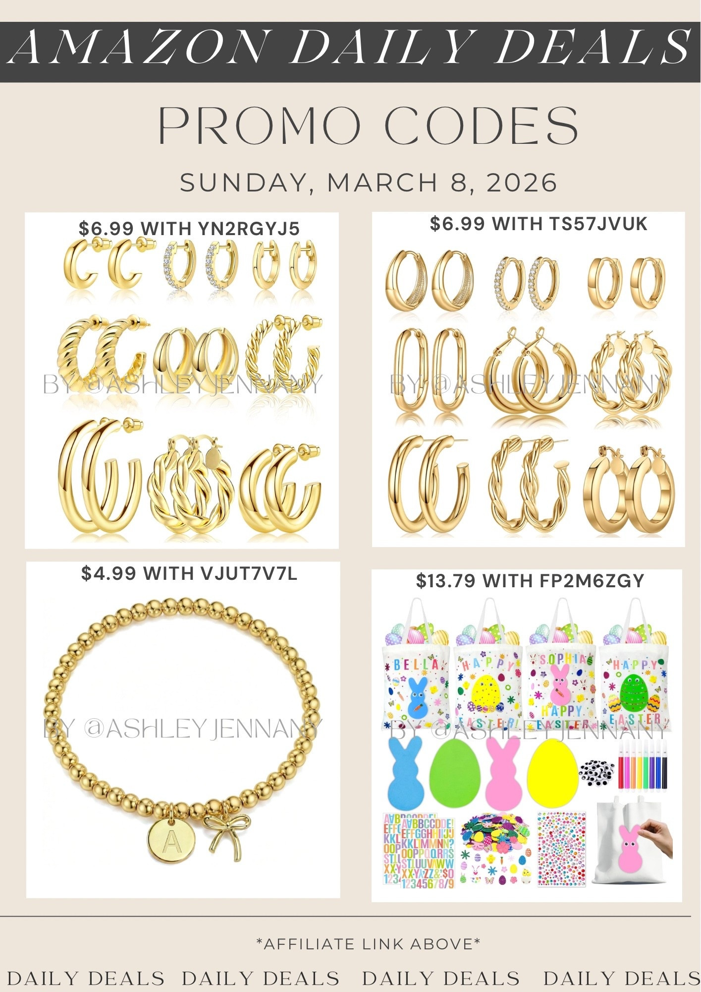 Amazon fashion deals on hoop earrings, gold beaded bracelet, and Easter basket stuffer

#LTKSaleAlert #LTKSeasonal #LTKMidsize