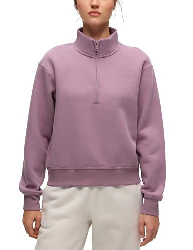 CRZ YOGA Cotton Fleece Lined Half Zip Sweatshirt for Women - Pullover Funnel Neck Workout Casual ... | Amazon (US)