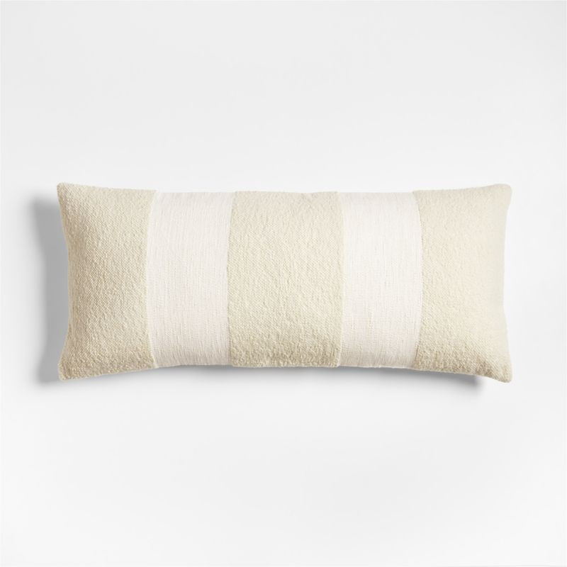 Biella Wool-Cotton Blend Textured 36"x16" Arctic Ivory Throw Pillow Cover + Reviews | Crate & Bar... | Crate & Barrel