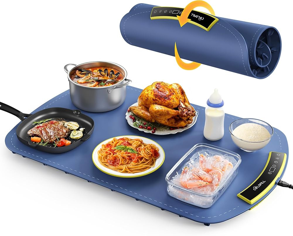 Electric Warming Tray - Foldable Food Warming Mat with 8 Temp Setting, Full-Surface Heat in 5s, 4... | Amazon (US)