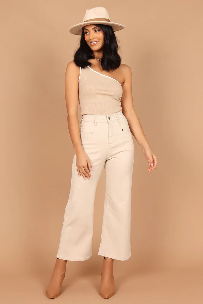 Georgette High Waisted Straight Leg Pants - Beige | Petal & Pup (AU)