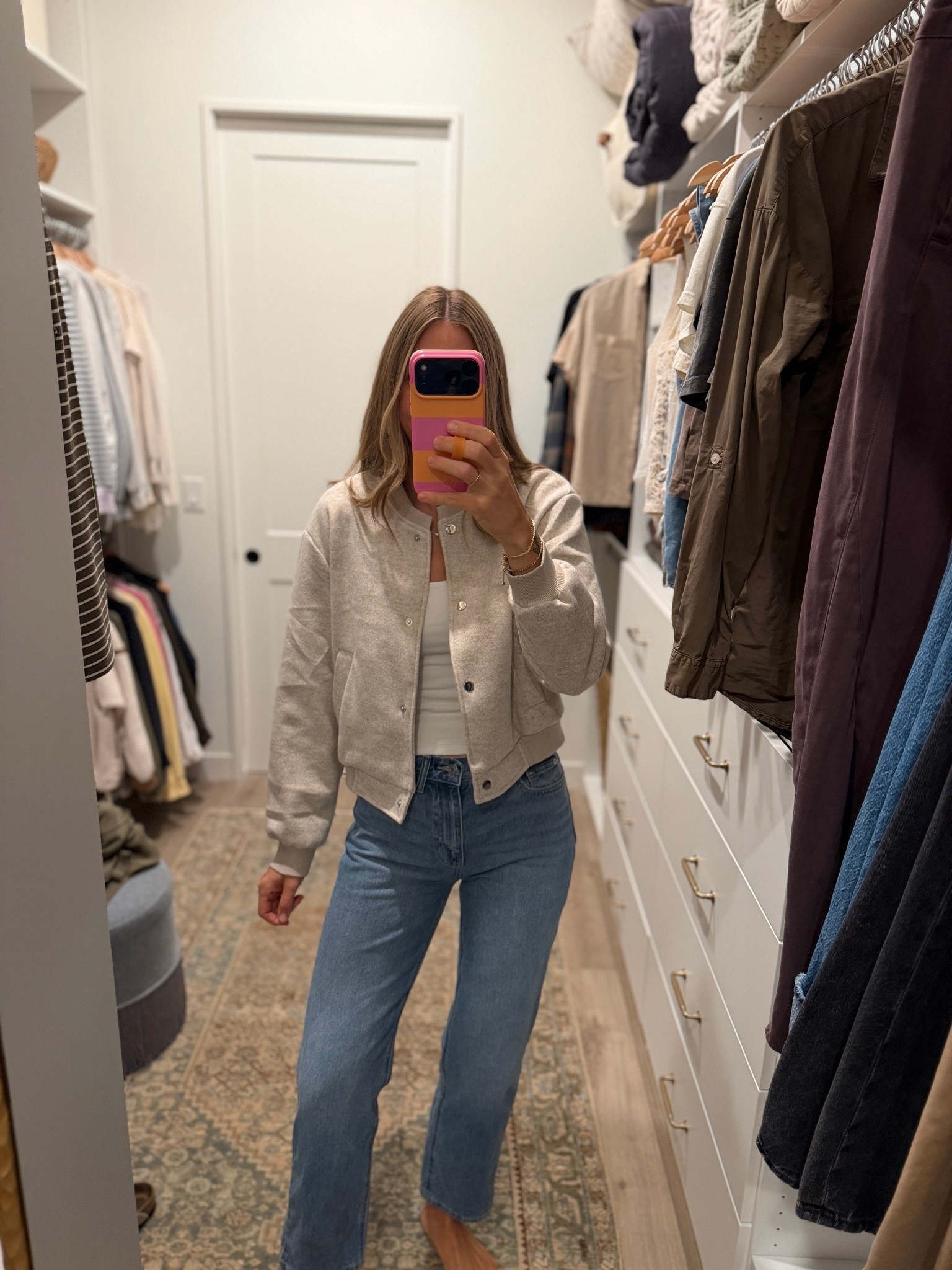 Amazon bomber jacket for the win 👏 less than half the price of name brands and fits great. Wearing a S in beige.

#LTKSeasonal #LTKootd #LTKSaleAlert