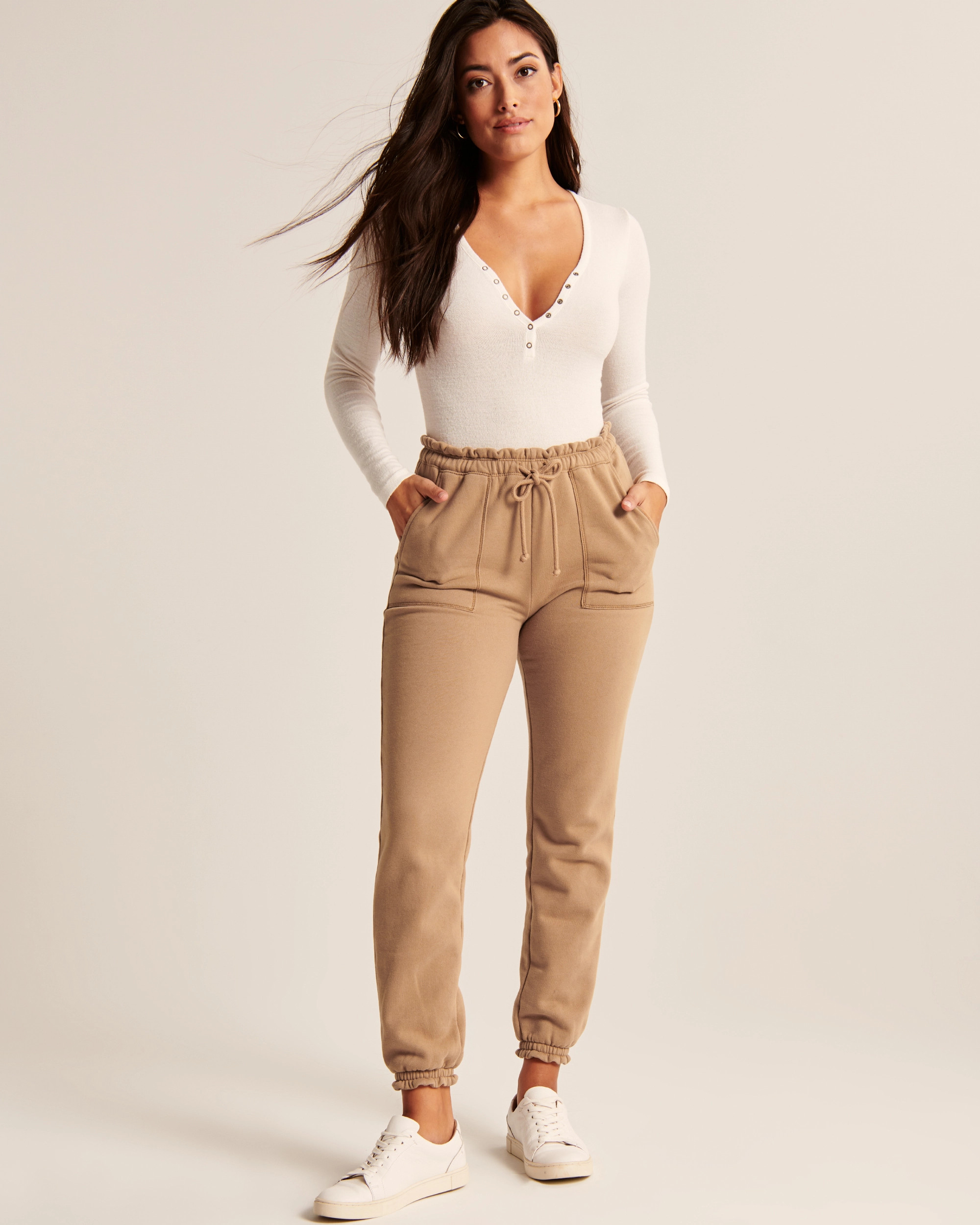 Women's Ruffle-Waist Classic Sweatpants | Women's Bottoms | Abercrombie.com | Abercrombie & Fitch (US)