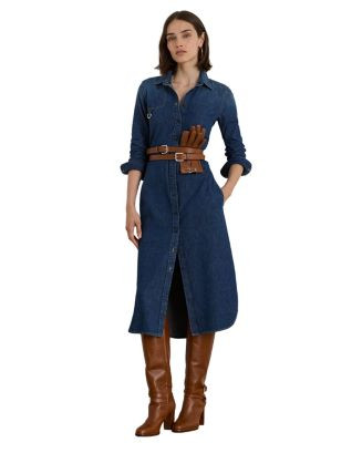 Horsebit Trim Belted Denim Shirtdress | Bloomingdale's (US)