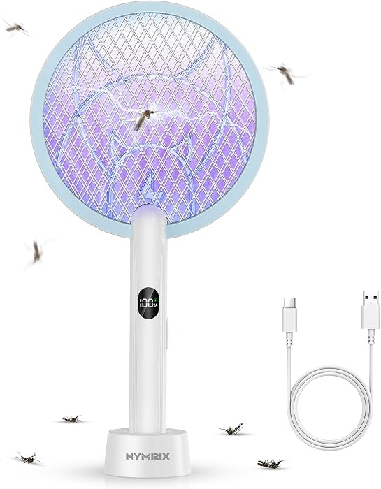 Nymrix Electric Fly Swatter Racket, 2 in 1 Mosquito Bug Zapper 4100V Max Handheld Mosquito Killer... | Amazon (US)