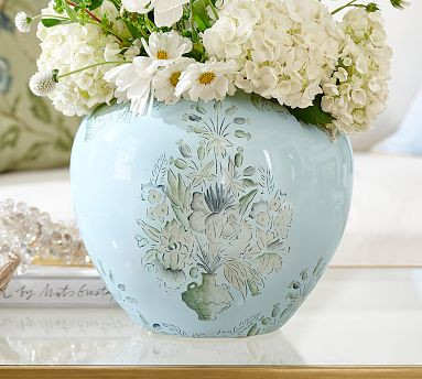 Kravet Grandiflora Hand-Painted Vase | Pottery Barn (US)