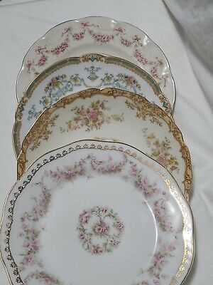 Vintage set of 4 Mismatched Fine China Salad Dessert Plates ~ Floral Scalloped ~ | eBay US