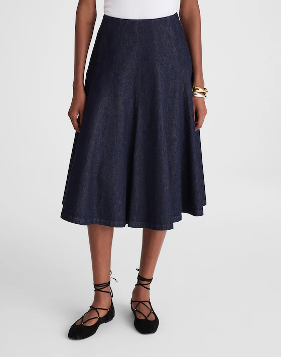 Flared Denim Midi Skirt in Rinse Wash | Madewell