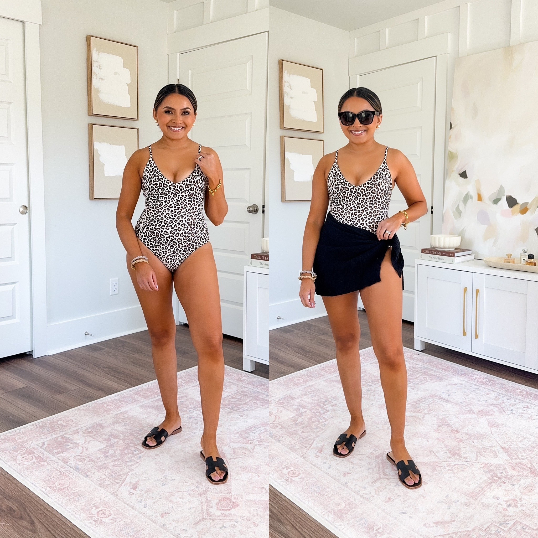 Leopard print swimsuit size 0 TTS
Black coverup skirt size xs TTS
Black sandals size 5.5 TTS


#LTKSwim #LTKTravel #LTKPetite