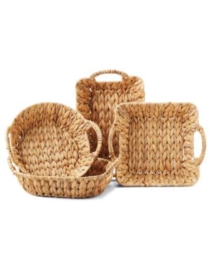 Two's Company Hand-Crafted Handled Water Hyacinth Baskets - Set of 4 | Macys (US)