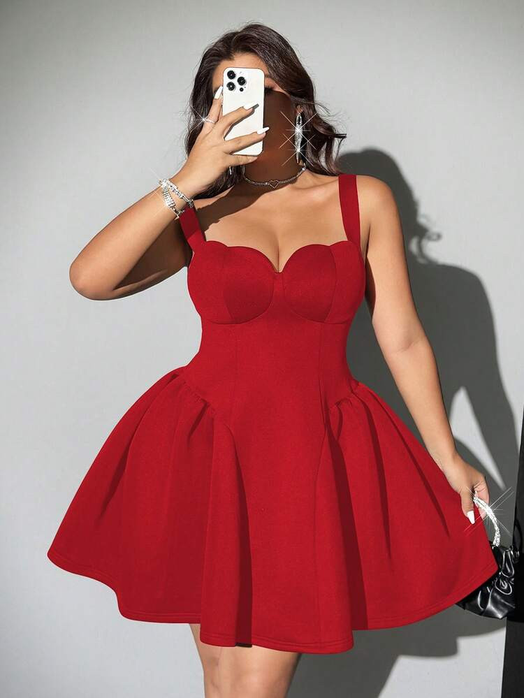 Viva Relle Plus Size Women Heart Shaped Camisole Dress | SHEIN