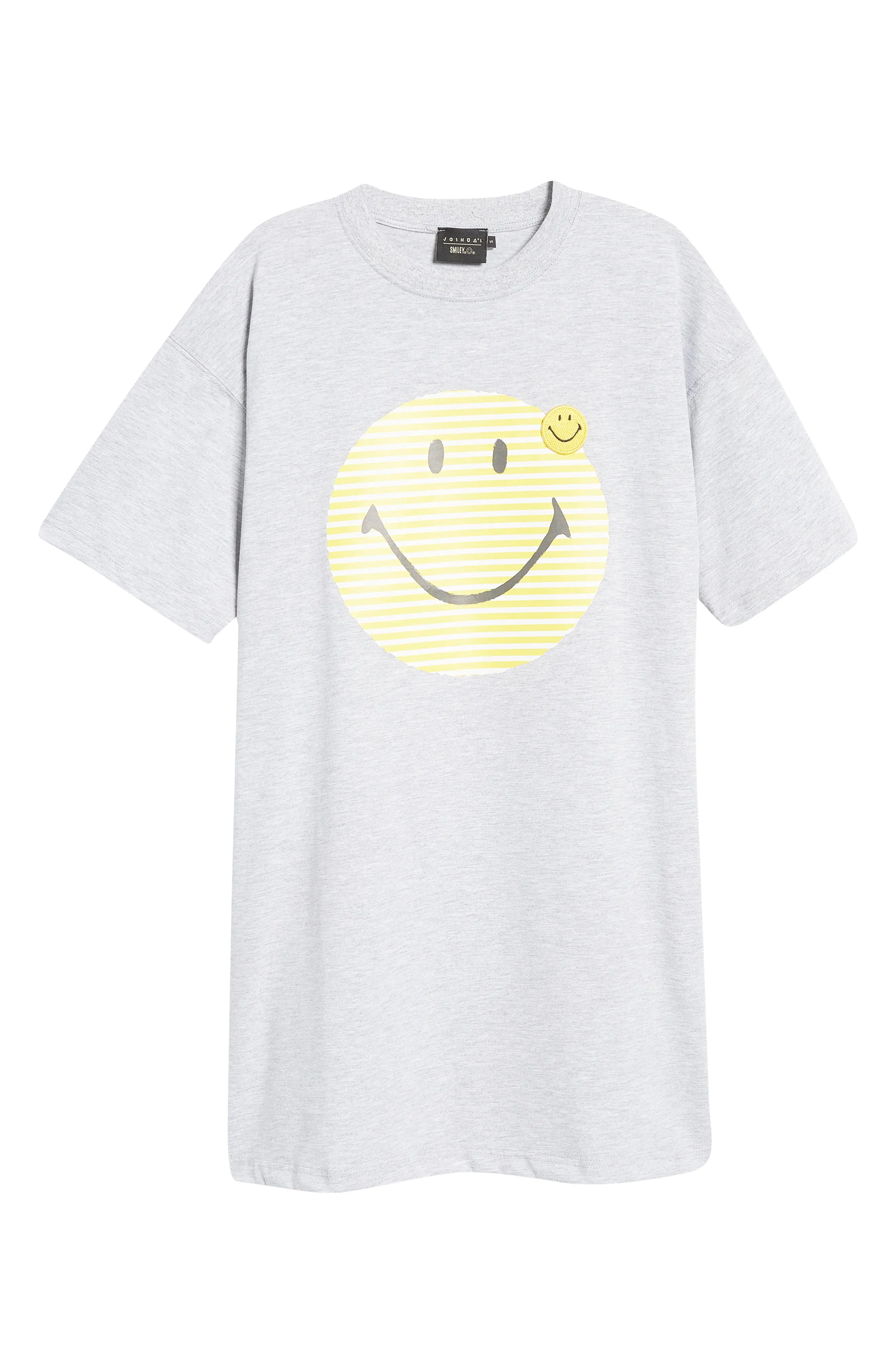 Smiley(R) x JOSHUAS Smile Cotton T-Shirt Dress in Grey at Nordstrom, Size Small | Nordstrom
