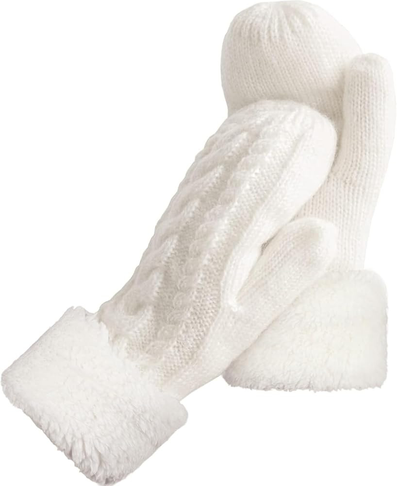 AURUZA Winter Warm Mittens for Women, Cozy Thick Knitted Gloves & Mittens Warm Soft Lining Cold W... | Amazon (US)
