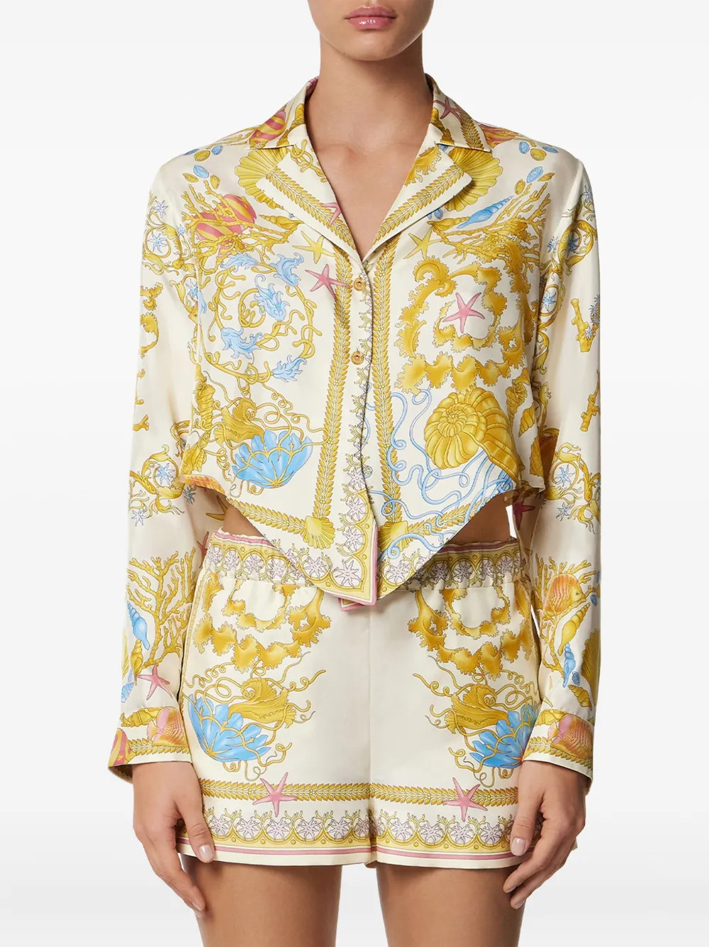 Underwater Barocco knotted cropped shirt | Farfetch Global