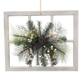 Pre-Lit Pinecones & Greenery on Window Pane by Ashland® | Michaels Stores
