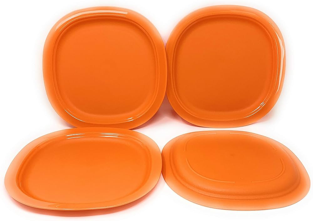 Tupperware Impressions Microwave Lunch Dinner Plates Set of 4 Orange | Amazon (US)
