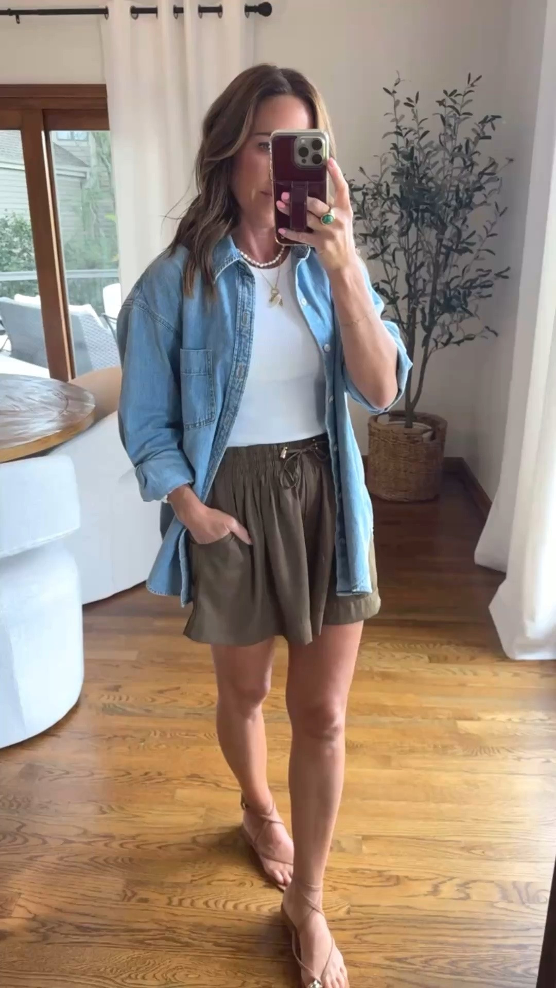 XS denim shirt - exact color: 7 yrs pctr the bleu
XS tank
S shorts

#LTKootd #LTKOver40 #LTKSeasonal