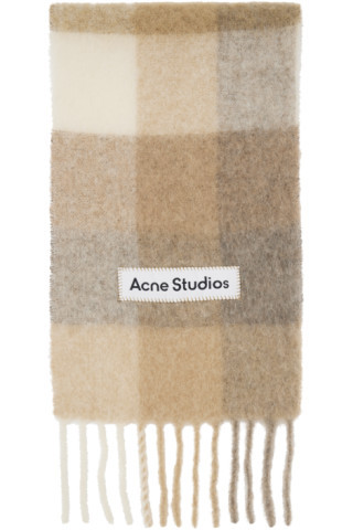 Acne Studios - White & Beige Check Scarf | SSENSE