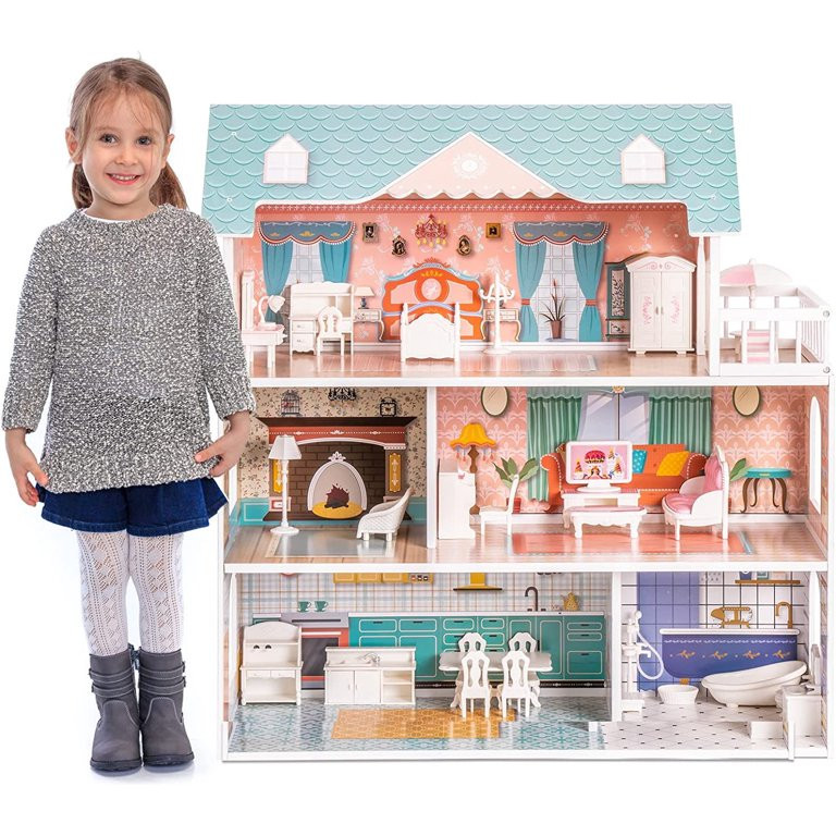 Robud Lady Wooden Dollhouse,3 Story with Balcony,28 Accessories Toy Gift for 3+Years Kid Girls | Walmart (US)