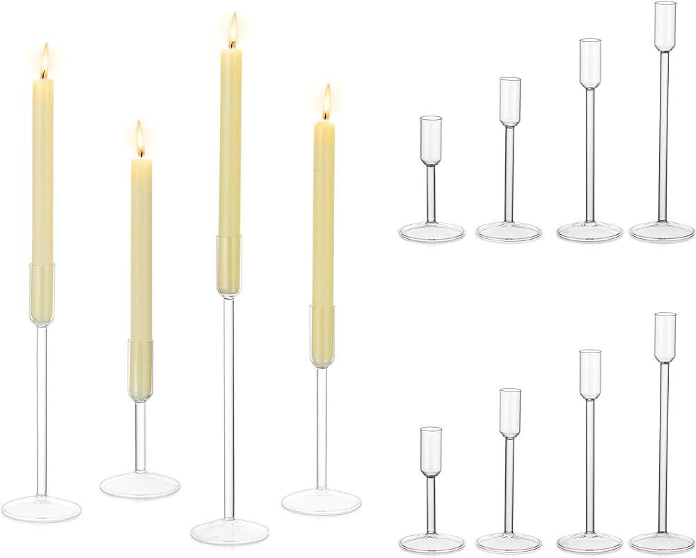 Glasseam Candle Holders for Candlesticks: Set of 12 Clear Glass Candle Holders for Taper Candlest... | Amazon (US)