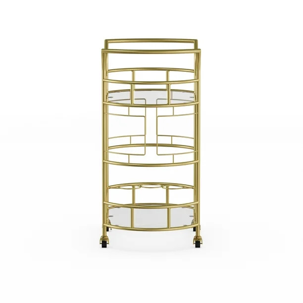Better Homes & Gardens Fitzgerald Bar Cart with Matte Gold Metal Finish, 2-Tiers | Walmart (US)
