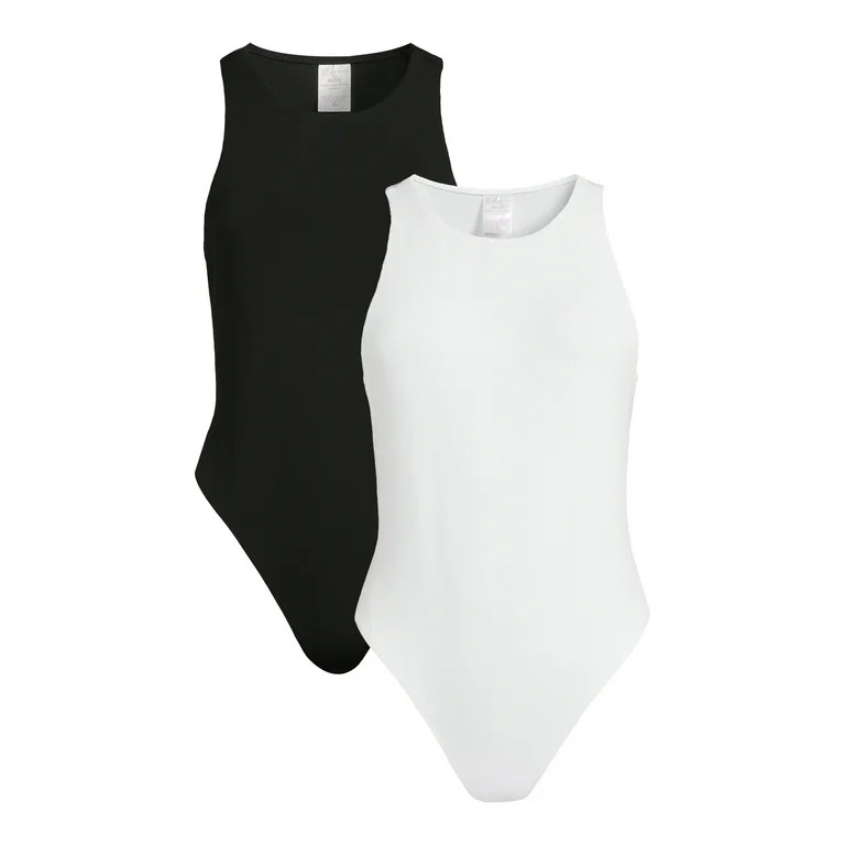 No Boundaries Juniors Double Layer High Neck Bodysuit, 2 Pack, Sizes XS-XXXL | Walmart (US)