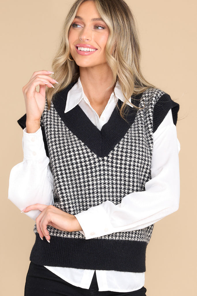 My Staple Piece Black Print Sweater Vest | Red Dress 