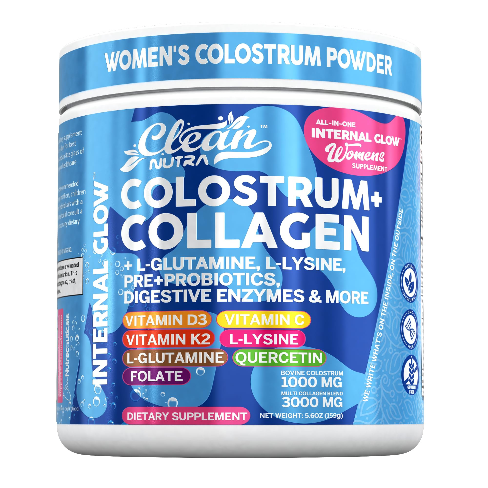 Bovine Colostrum+Collagen Peptides Powder| L-Glutamine L-Lysine Prebiotics Probiotics Digestive E... | Amazon (US)