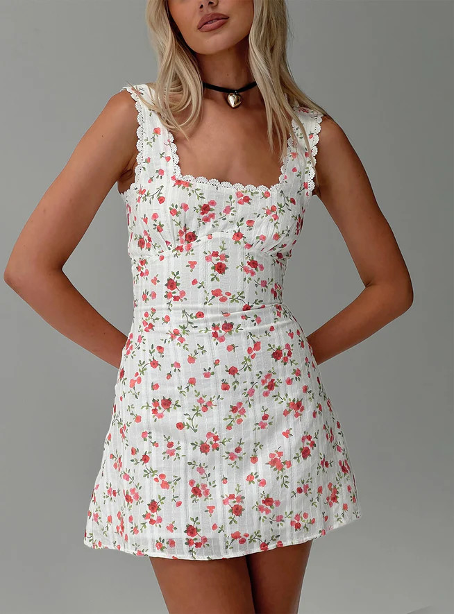 Dasha Mini Dress White Floral | Princess Polly US