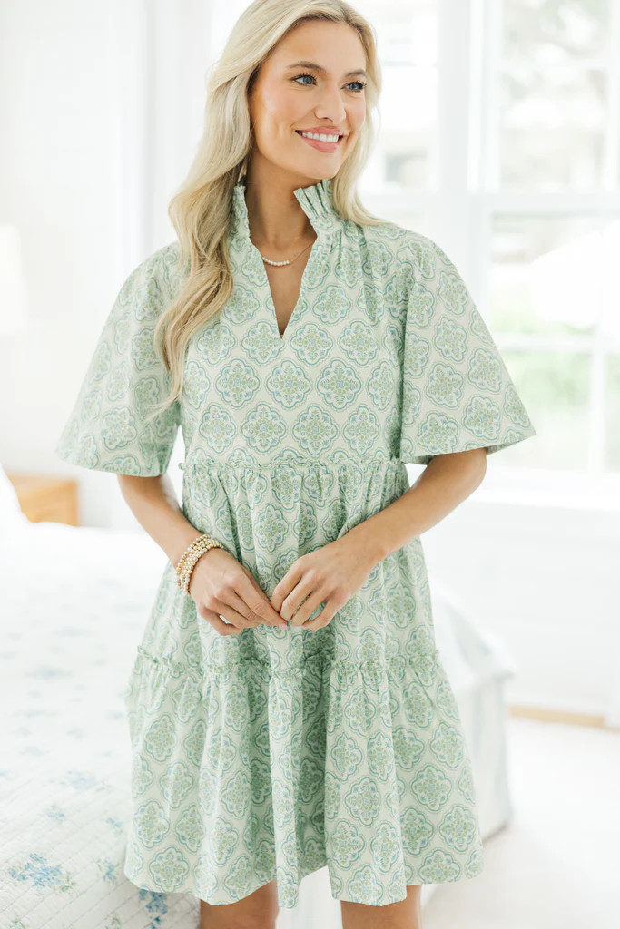 NURSING COLLECTION: Feeling Your Best Green Medallion Dress | The Mint Julep Boutique