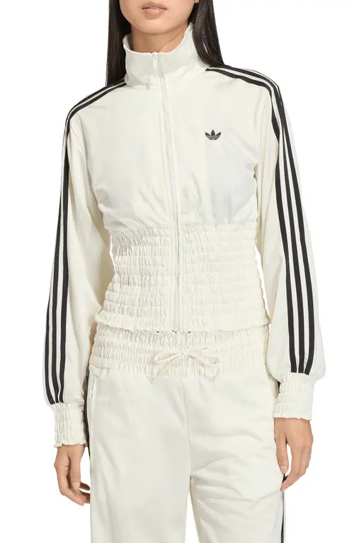 adidas Originals Smocked Firebird Track Jacket in Off White at Nordstrom, Size Large | Nordstrom