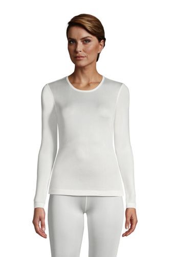 Women's Silk Interlock Thermal Long Underwear Top Base Layer Crewneck Shirt | Lands' End (US)