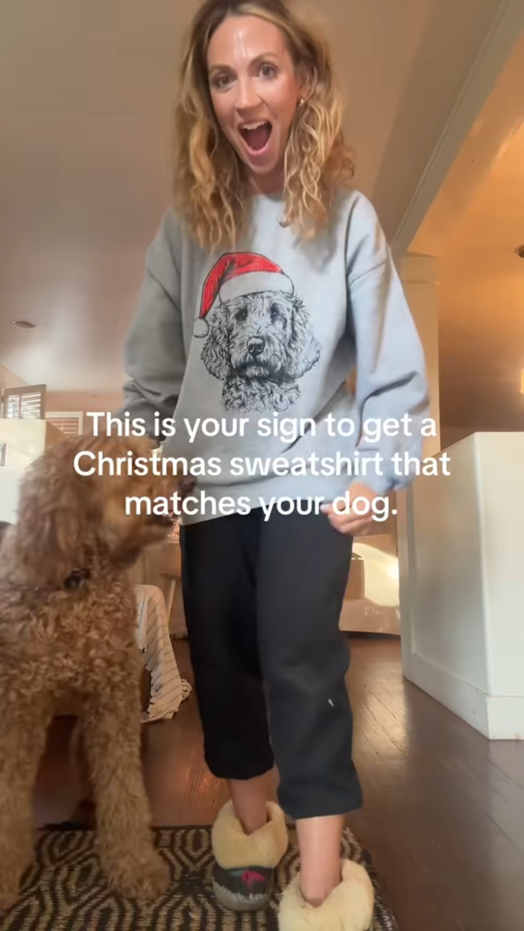 The cutest Christmas sweatshirt / Christmas sweater find of the season 🎄🐶 I grabbed the Goldendoodle version to match Winston and then bought the Doberman ones for my in-laws because they’re obsessed with their pups. The quality is SO good—thick, soft, and fleece-lined. This makes such a fun dog lover gift idea and the perfect cozy Christmas outfit. I sized up to a large for an oversized fit. Linking all the options below! 🎁🐾

#LTKGiftGuide #LTKFindsUnder50 #LTKHoliday