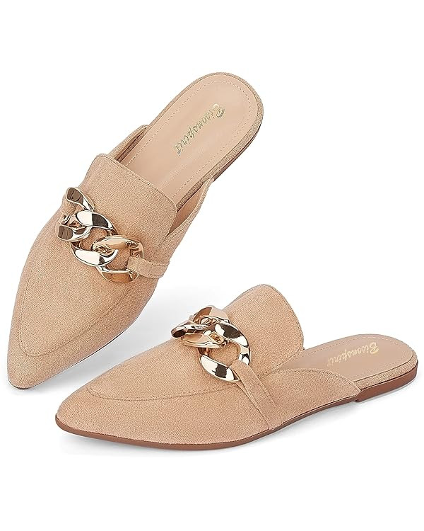 Mules for Women Flats Pointed Toe Slip On Slides Loafer Shoes | Amazon (US)