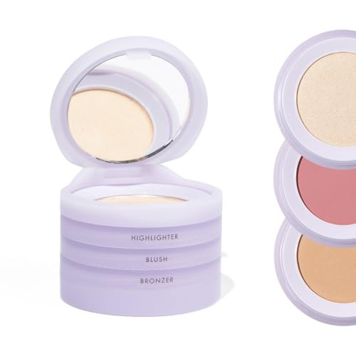 Subtl Beauty 3-in-1 travel makeup kit by subtl staks | powder blush, bronzer, and highlighter | includes mirror lid and mini brush | for fair-light skin tones | Amazon (US)