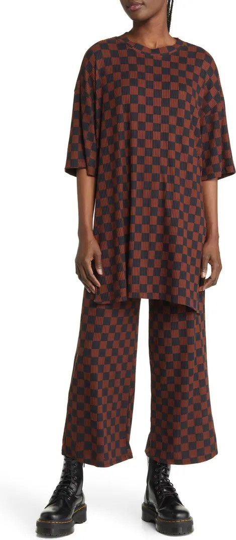 Lex Ribbed Oversize T-Shirt & High Waist Crop Pants Set | Nordstrom