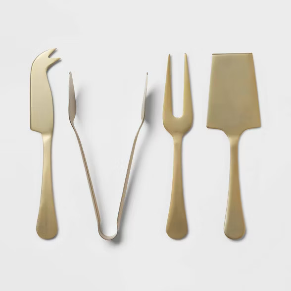 4pc Stainless Steel Cheese Serving Set Gold - Threshold™ | Target