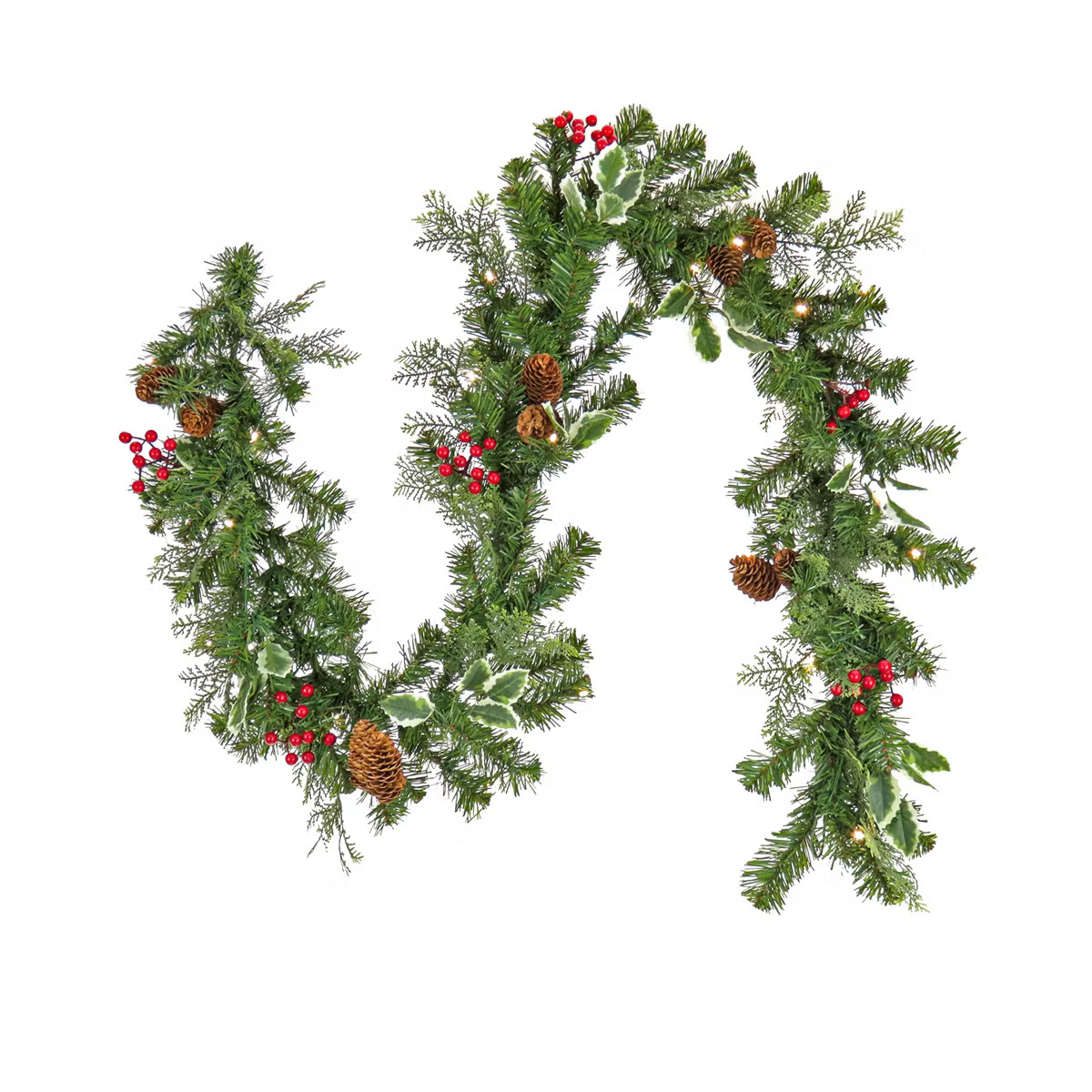 National Tree Company First Traditions Pre-Lit Christmas Evergeen Garland with Pinecones and Berr... | Target