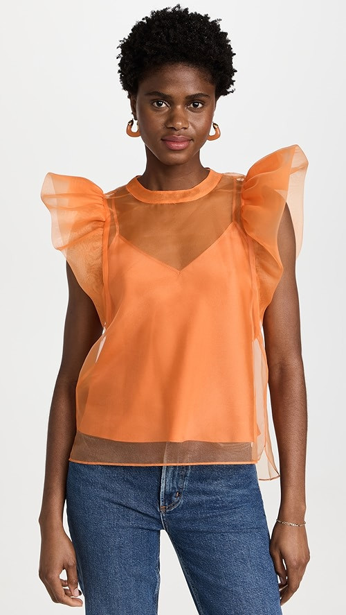 Corina Organza Ruffle Sleeve Blouse | Shopbop