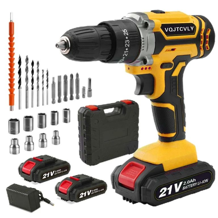 VQJTCVLY Cordless Drill, 21V Power Drill Set with 2Ah Battery, 3/8"Keyless Chuck, 25+1 Position E... | Walmart (US)