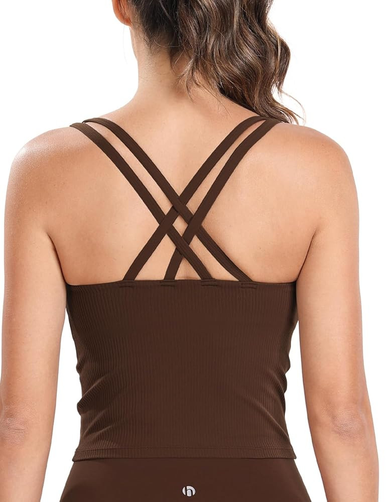 HeyNuts Zeal Bras Longline Ribbed Medium Support Sports Bras, Crisscross Back Tank Tops with Remo... | Amazon (US)