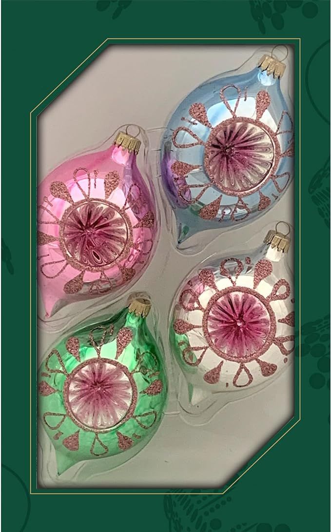 Glass Christmas Tree Ornaments - 67mm/2.625" [4 Pieces] Decorated Balls from Christmas by Krebs S... | Amazon (US)