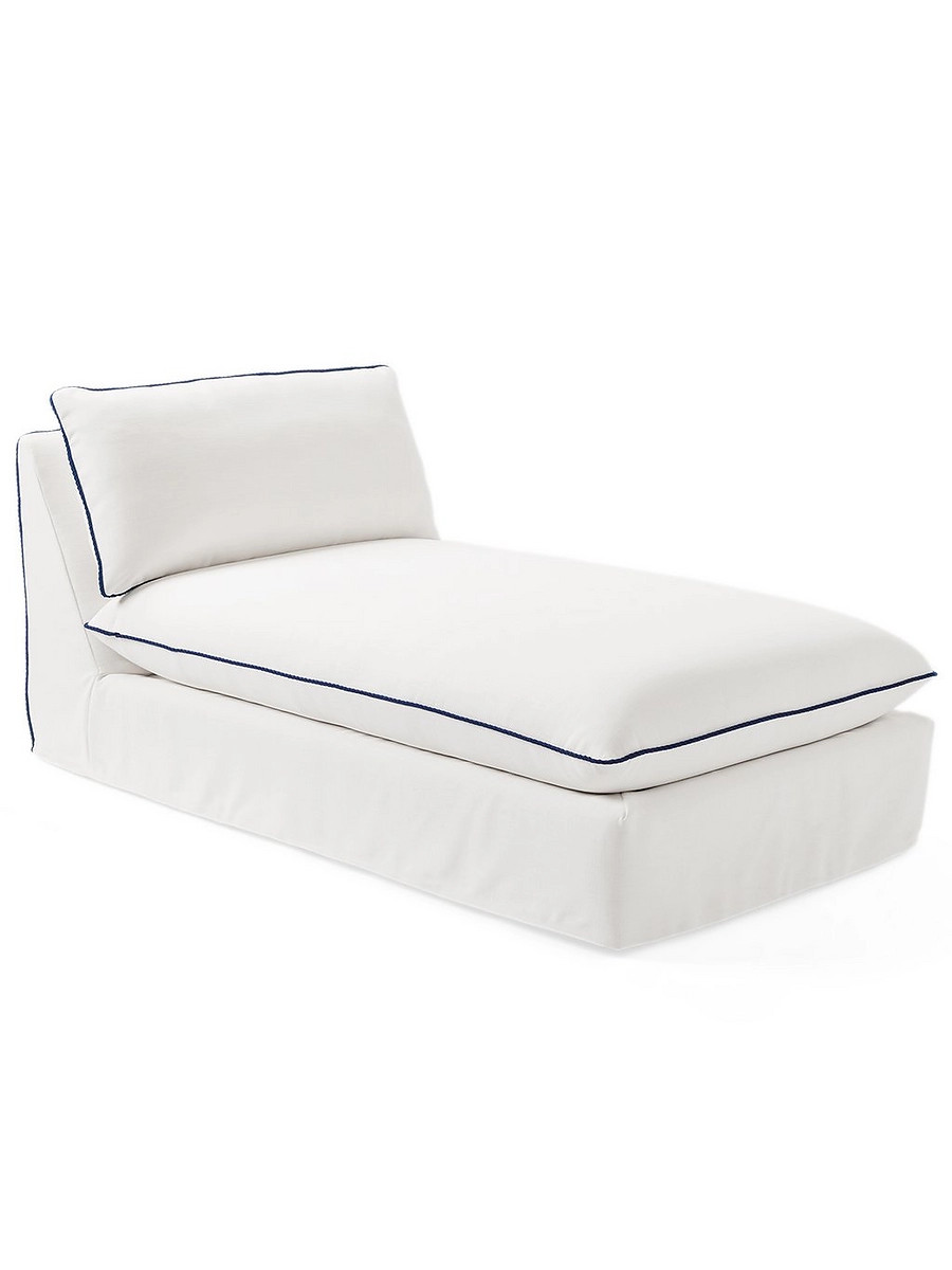 Paros Chaise with Mediterranean Blue Rope Trim - Slipcovered | Serena and Lily