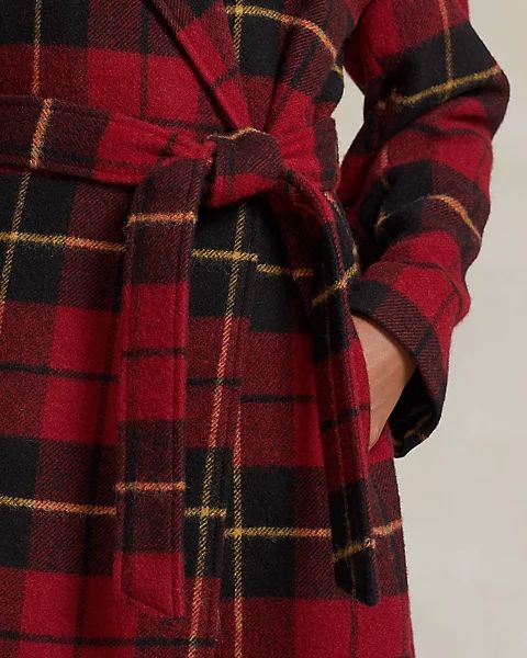 Plaid-Motif Wool Twill Wrap Coat | Ralph Lauren (UK)