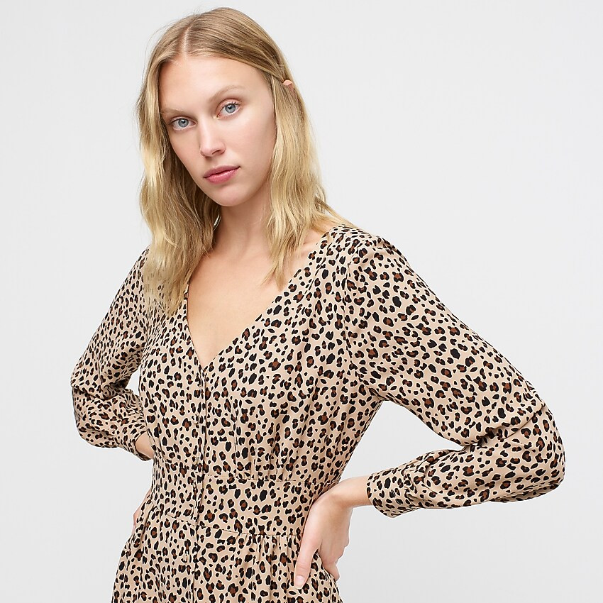 Button-front A-line midi dress in leopard | J. Crew US